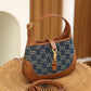 GG 637092 subaxillary bag Leather brown blue canvas