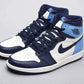 Designer Blue Black White Jordan 1 High Q AJ1 Obsidian UNISEX ( Customs And Box ), Jordan 1 Sneakers FREE SHIPPING WITH FEDEX