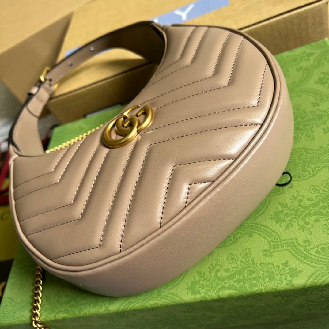 GC 699514 Mini Handbag 21cm Milk tea color COWHIDE/ REAL LEATHER