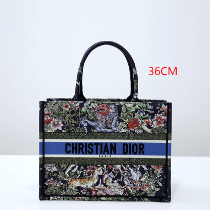 DO1286 Book Tote small size 36.5cm 41.5cm Embroidery green black