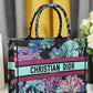 DO Book Tote Blue Multicolor Toile de Jouy Voyage Embroidery 1286