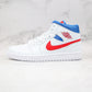 Designer Air Jordan 1 Mid White Blue Red BQ6472-164