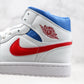 Designer Air Jordan 1 Mid White Blue Red BQ6472-164