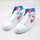 Designer Air Jordan 1 Mid White Blue Red BQ6472-164