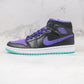 Designer Air Jordan 1 Purple Mid High Q ( Customs And Box ), Jordan 1 Sneakers Active