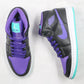 Designer Air Jordan 1 Purple Mid High Q ( Customs And Box ), Jordan 1 Sneakers Active