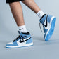 Designer Blue Black White Jordan 1 High Q ( Customs And Box ), Jordan 1 Sneakers Active
