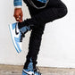 Designer Blue Black White Jordan 1 High Q ( Customs And Box ), Jordan 1 Sneakers Active