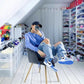 Designer Blue Black White Jordan 1 High Q ( Customs And Box ), Jordan 1 Sneakers Active