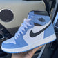 Designer Blue Black White Jordan 1 High Q ( Customs And Box ), Jordan 1 Sneakers Active