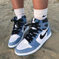 Designer Blue Black White Jordan 1 High Q ( Customs And Box ), Jordan 1 Sneakers Active