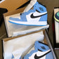 Designer Blue Black White Jordan 1 High Q ( Customs And Box ), Jordan 1 Sneakers Active