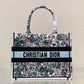 DO1286 Book Tote bag size 36.5cm 41.5cm Embroidery LOGO Handbag green blue flower