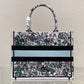 DO1286 Book Tote bag size 36.5cm 41.5cm Embroidery LOGO Handbag green blue flower