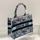 DO1286 Book Tote bag size 36.5cm 41.5cm Embroidery LOGO Handbag green blue flower
