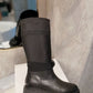 DIOR D MAJOR BOOT FABRIC AND CALFSKIN IN BLACK AND BLACK