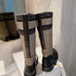DIOR D MAJOR BOOT FABRIC AND CALFSKIN IN TAUPE AND BLACK KCI611SCN S46X