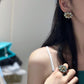 GG Crystal Colorful Rhinestone Inlaid Flower Series Earring Ring EHC20