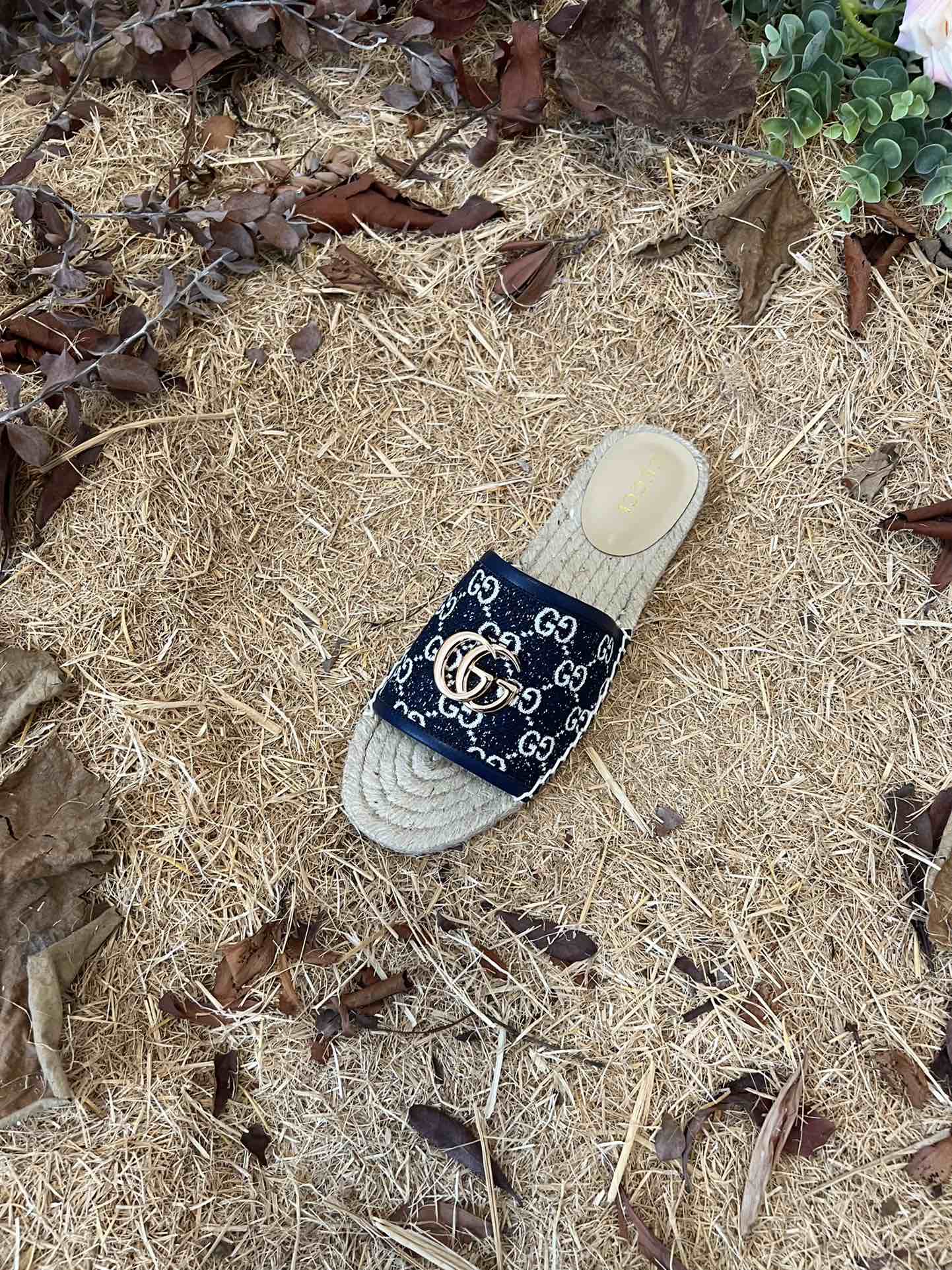 GC new MARMONT SLIDES slippers black starboard flat canvas sandals