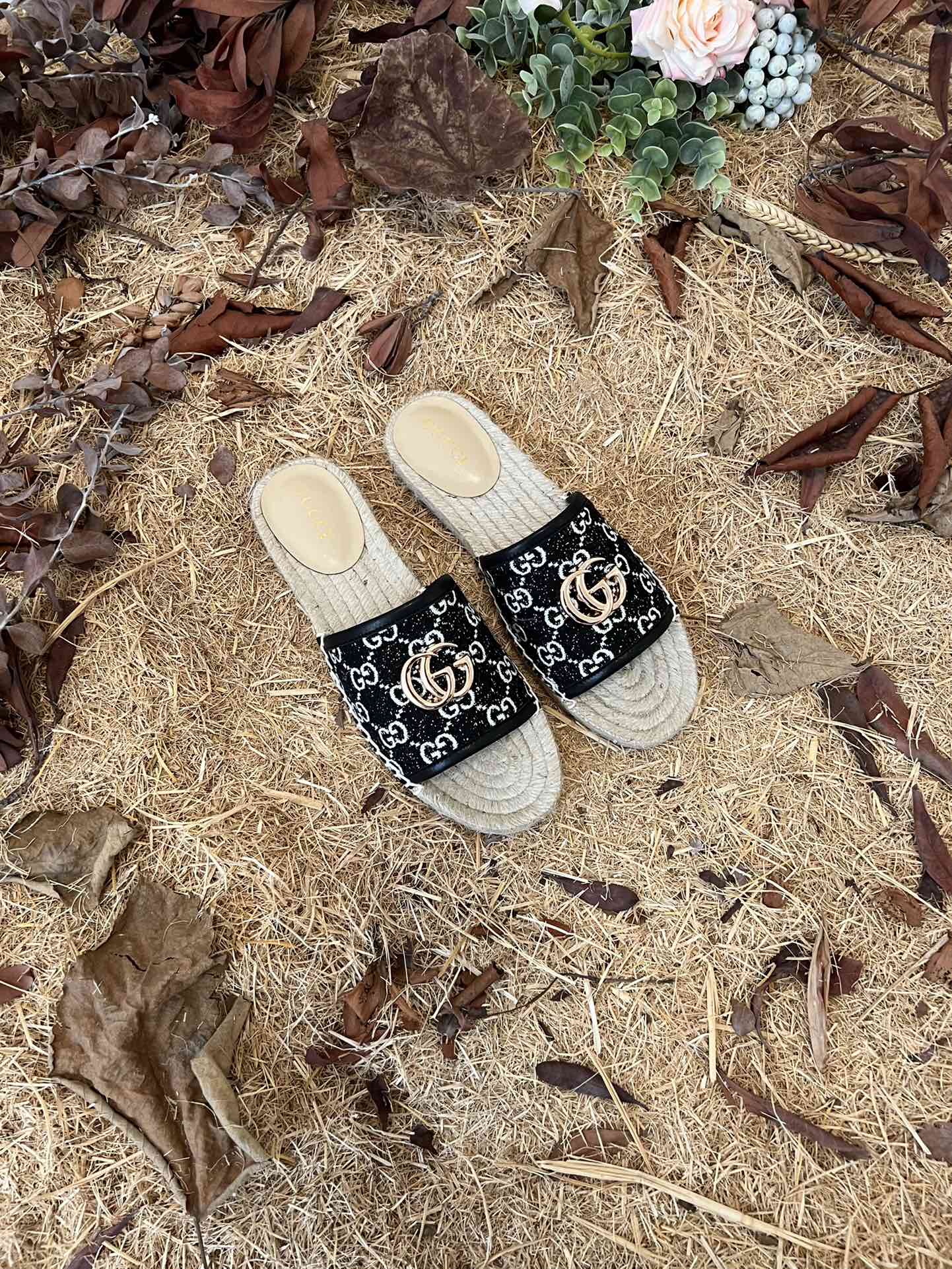 GC new MARMONT SLIDES slippers black-2 starboard flat canvas sandals