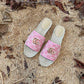 GC new MARMONT SLIDES slippers rose red starboard flat canvas sandals