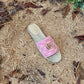 GC new MARMONT SLIDES slippers rose red starboard flat canvas sandals