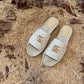 GC new MARMONT SLIDES slippers apricot starboard flat canvas sandals