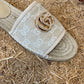 GC new MARMONT SLIDES slippers apricot starboard flat canvas sandals