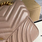 ‎443496 GG Marmont medium matelassé shoulder bag Nude pink leather gold hardware