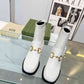 GUCCI HORSEBIT PLAQUE ANKLE BOOTS OFF WHITE