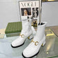 GUCCI HORSEBIT PLAQUE ANKLE BOOTS OFF WHITE