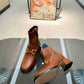 GUCCI HORSEBIT PLAQUE ANKLE BOOTS BROWN 719830 1DO50 2347
