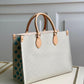 M20815 ONTHEGO TOTE BAG EMBROIDERED AND LEATHER TRIM SMALL 35 white rose