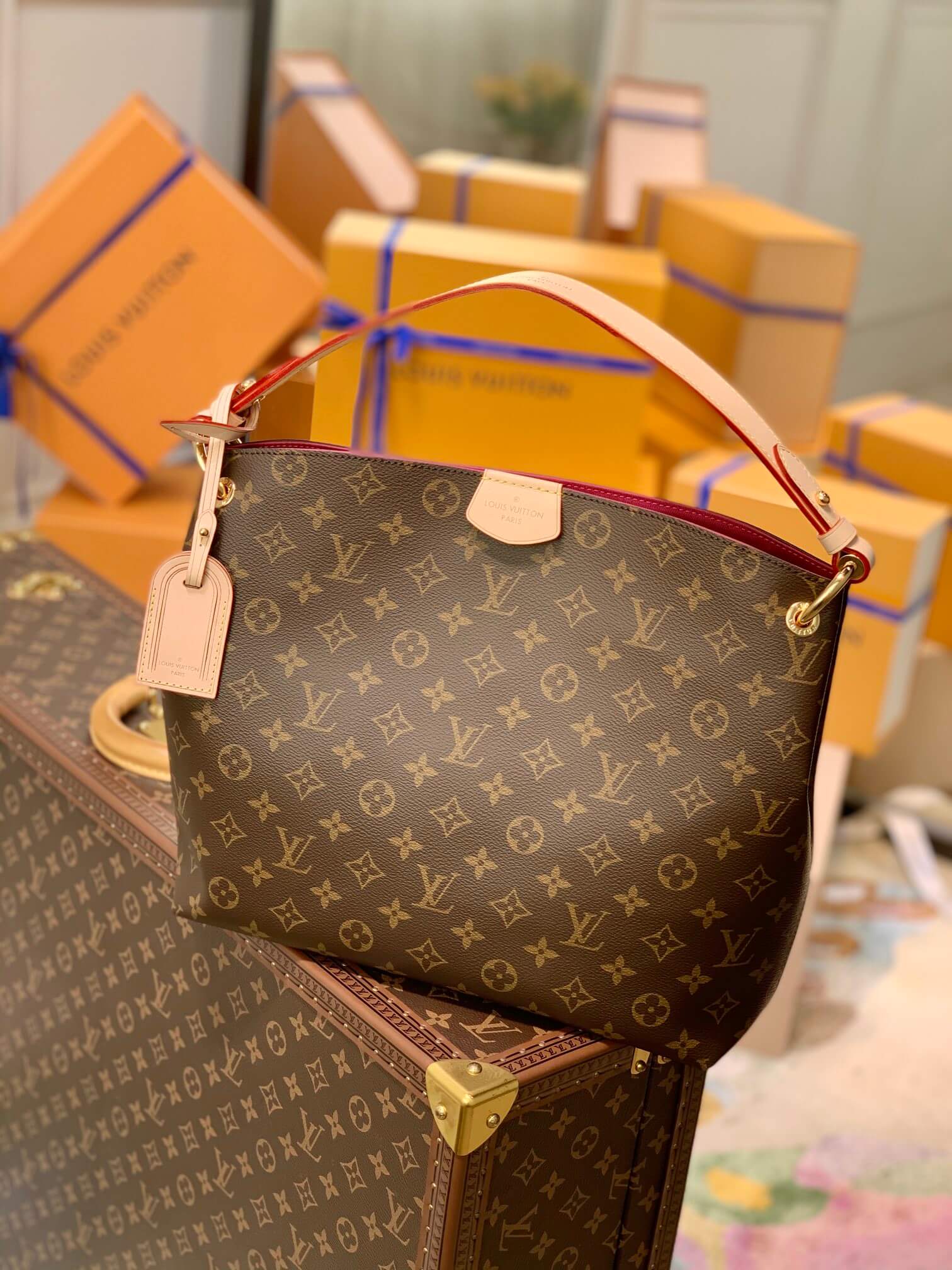 M43700 GRACEFUL PM small size MONOGRAM ROSE RED subaxillary bag