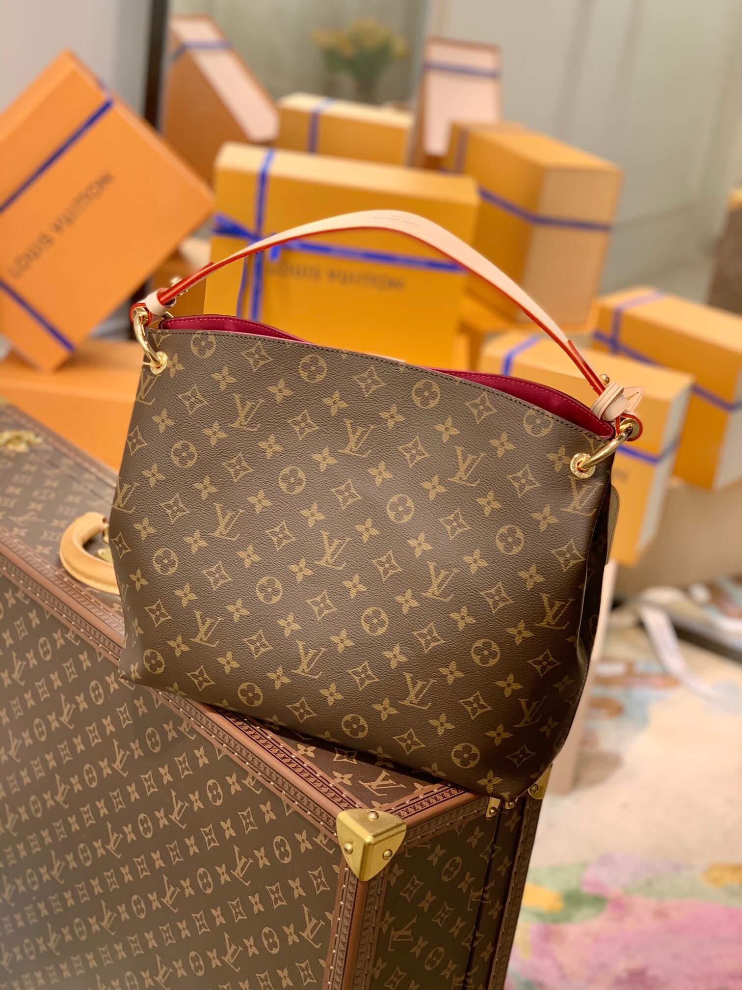 M43700 GRACEFUL PM small size MONOGRAM ROSE RED subaxillary bag