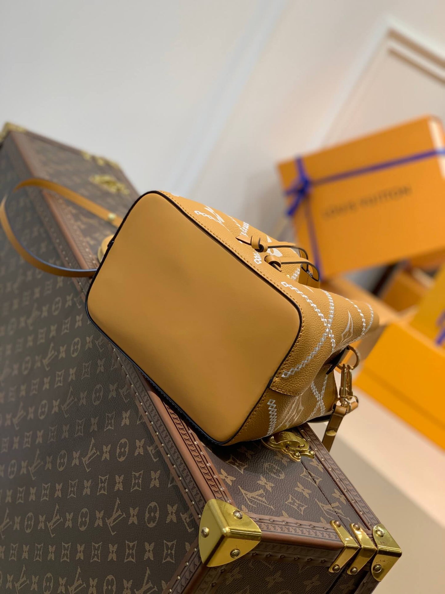 M46023 bucket bag NéoNoé Monogram Empreinte shoulder bag cross body bags brown calfskin