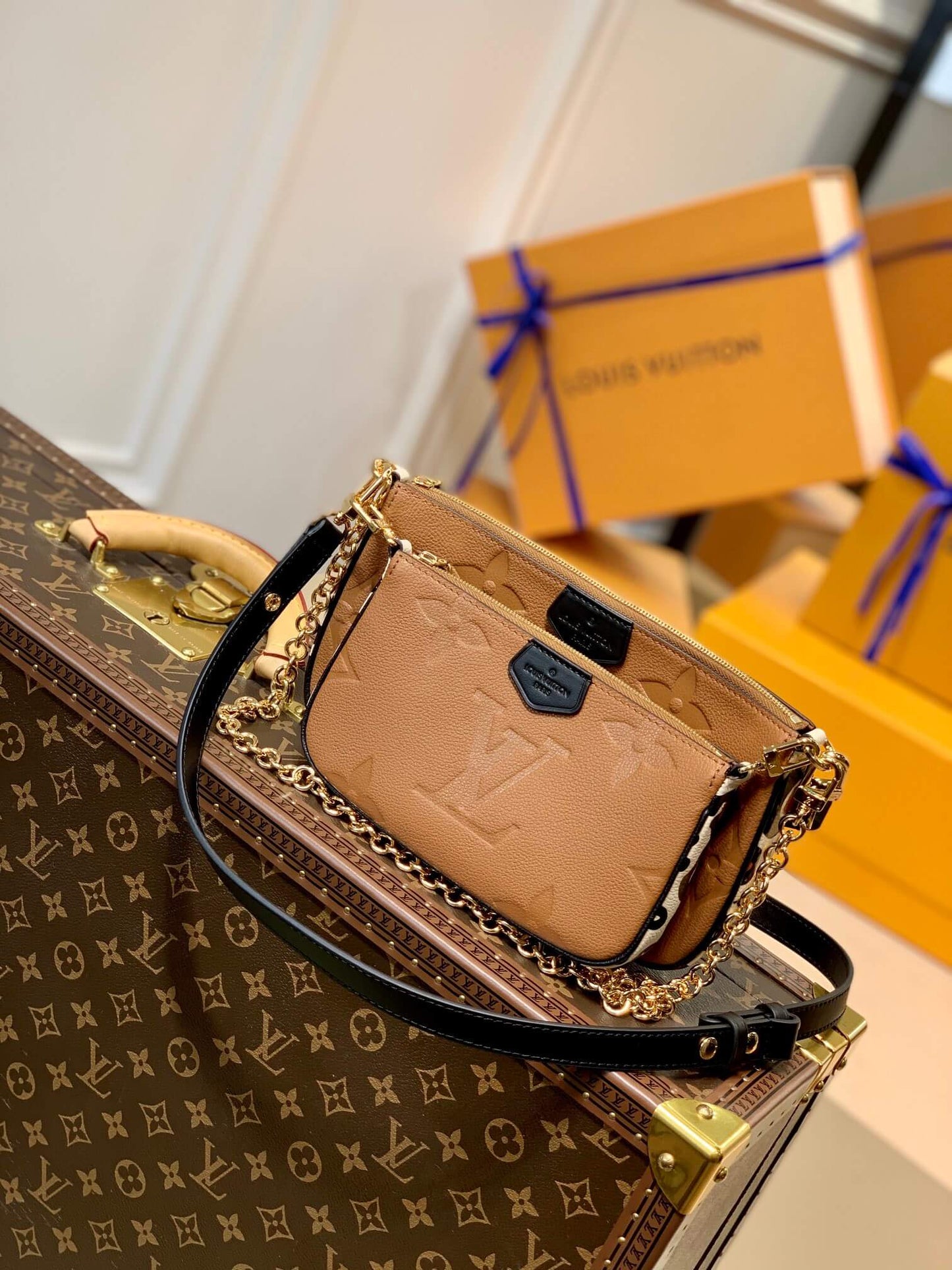 M58520 Multi Pochette Accessoires cross body bags shoulder bag brown calfskin Wild at Heart Monogram Empreinte