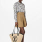 M59963 M59808 Black Plain Leather Logo Straw Bags 2022 SS free shipping
