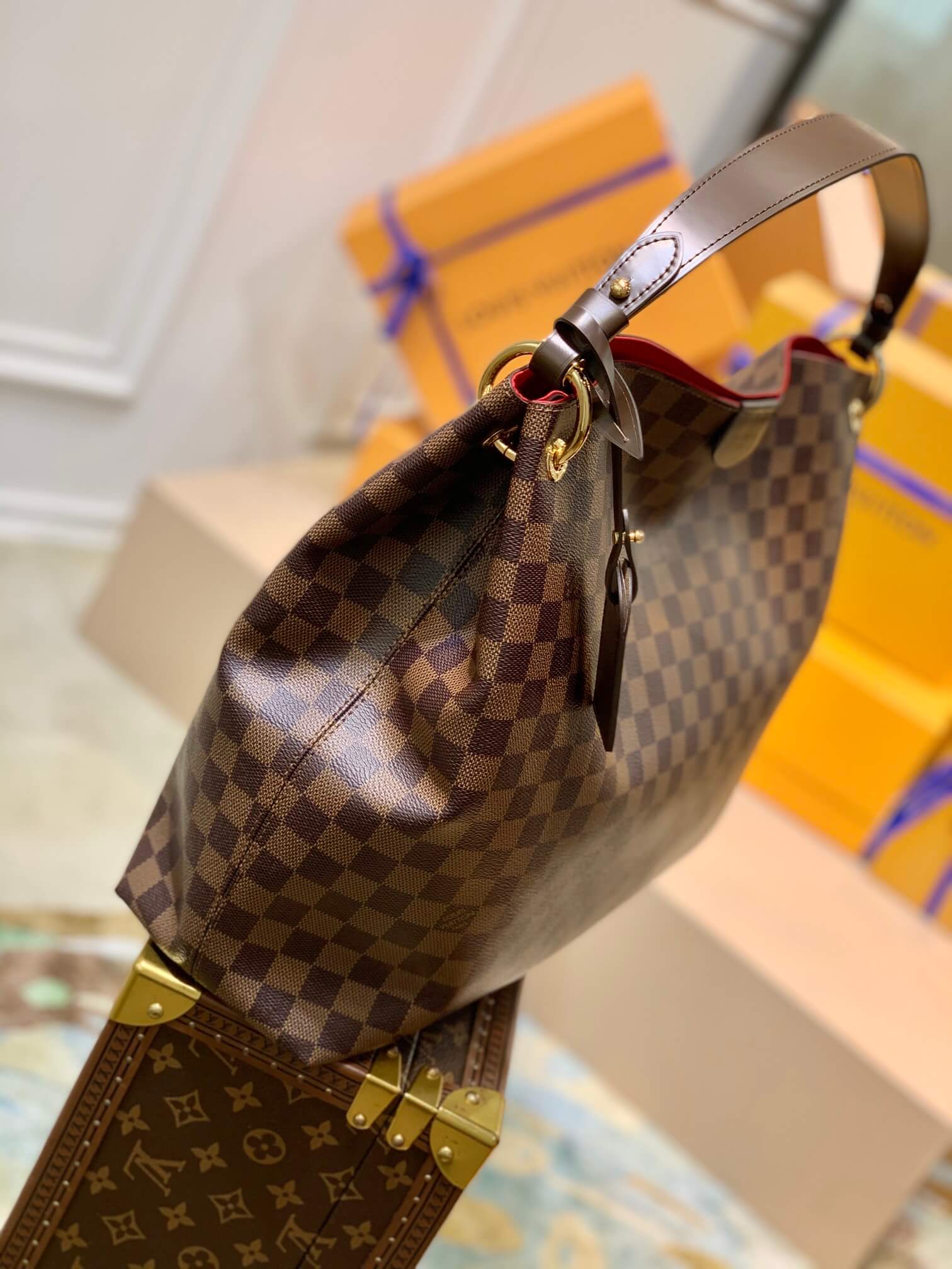 N44045 GRACEFUL MM big size DAMIER BROWN subaxillary bag