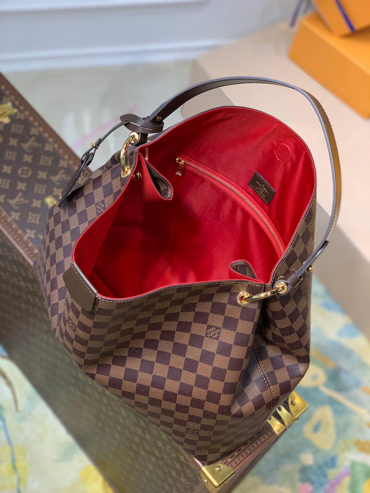 N44045 GRACEFUL MM big size DAMIER BROWN subaxillary bag