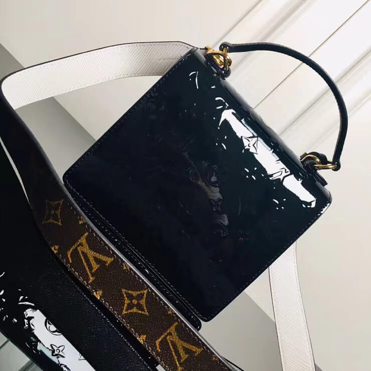 NZ1159 Monogram Vernis Spring Street Metallic crossbody bag Black