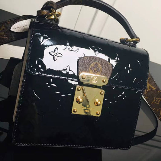 NZ1159 Monogram Vernis Spring Street Metallic crossbody bag Black