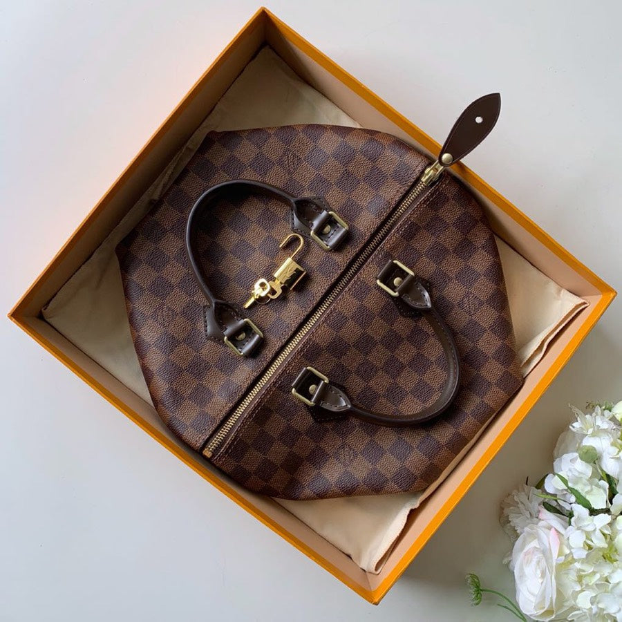 Speedy 30cm N41364 Damier Ebene canvas cross body bags shoulder bag Travel bag