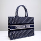 DO1286 Book Tote big size 36.5cm 41.5cm Oblique Embroidery blue white-2