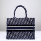 DO1286 Book Tote big size 36.5cm 41.5cm Oblique Embroidery blue white-2