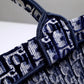 DO1286 Book Tote big size 36.5cm 41.5cm Oblique Embroidery blue white-2
