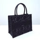 DO1286 book tote small size 36.5cm 41.5cm embroidery black-3