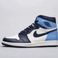 Designer Blue Black White Jordan 1 High Q AJ1 Obsidian UNISEX ( Customs And Box ), Jordan 1 Sneakers FREE SHIPPING WITH FEDEX