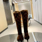 DIOR WOMEN'S GG KNEE-HIGH BOOT BROWN