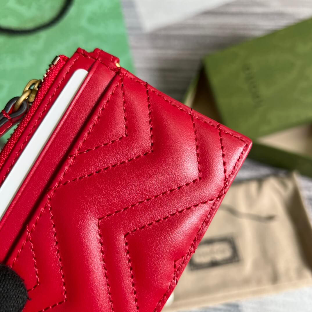 GG 627064 Marmont wallet 10cm red COWHIDE